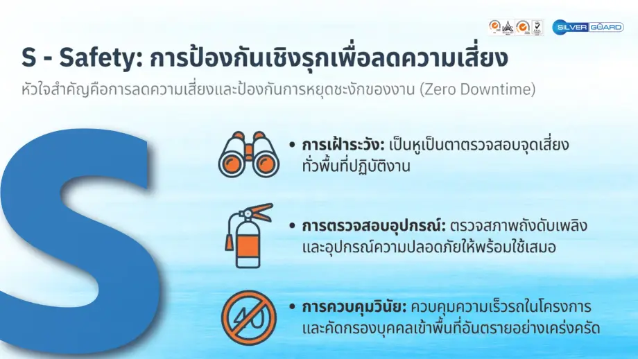 การปฏิบัติงานของพนักงานรักษาความปลอดภัย ซิลเวอร์การ์ด ตามแนวทาง Safety Health Environment (SHE)