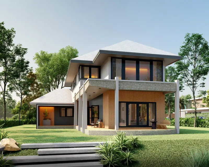 แบบบ้าน 3D Serie 9  Modern Contemporary ปัญญาฤทธิ์โฮม บริษัทรับสร้างบ้านเชียงใหม่