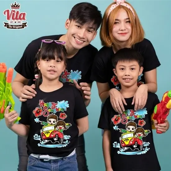 S-03 เสื้อSUMMER HAPPY SONGKRAN เสื้อยืดสีดำ S-03 เสื้อSUMMER HAPPY SONGKRAN เสื้อยืดสีดำ