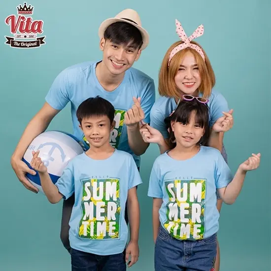 S-06 เสื้อSUMMER SUMMER TIME เสื้อยืดสีฟ้า