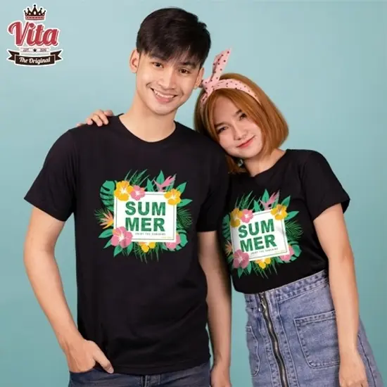 S-07 เสื้อSUMMER ENJOY THE SUNSHINE เสื้อยืดสีดำ S-07 เสื้อSUMMER ENJOY THE SUNSHINE เสื้อยืดสีดำ