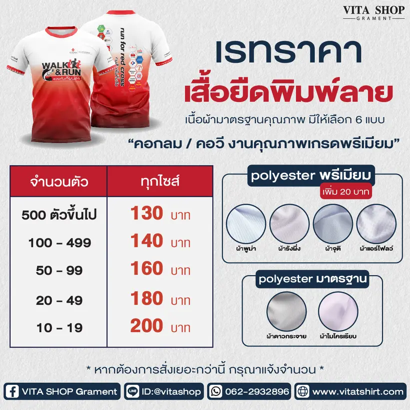 โปรโมชั่นสุดคุ้ม  เสื้อพิมพ์ลายคอกลม/คอวี ทุกหน่วยงาน 