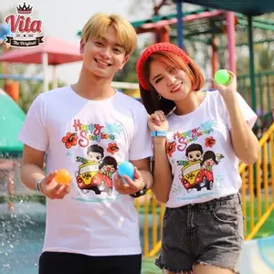 S-03 เสื้อSUMMER HAPPY SONGKRAN เสื้อยืดสีขาว