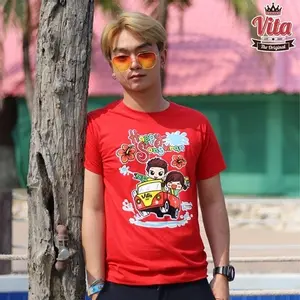 S-03 เสื้อSUMMER HAPPY SONGKRAN เสื้อยืดสีแดง