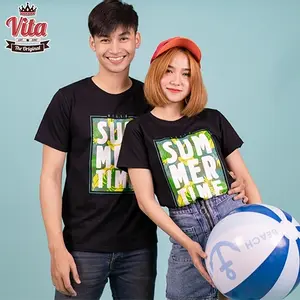 S-06 เสื้อSUMMER SUMMER TIME เสื้อยืดสีดำ