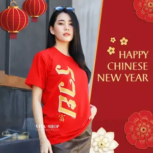 เสื้อตรุษจีน รวย  ผ้าcotton100% ทรงตรงใส่ได้ทั้งชายหญิง ครอบครัว พร้อมส่ง