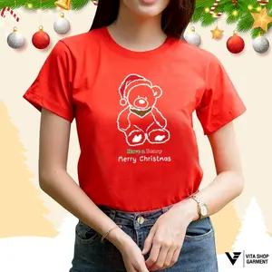 เสื้อคริสต์มาสเสื้อปีใหม่ ลาย09 สีแดง Merry Christmas เสื้อทีม เสื้อคู่ เสื้อครอบครัว