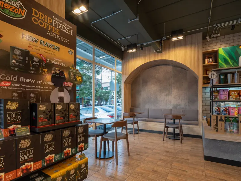 งานรับเหมาตกแต่งภายใน Cafe Amazon BigC Extra อำเภอเมืองเชียงใหม่ จังหวัดเชียงใหม่