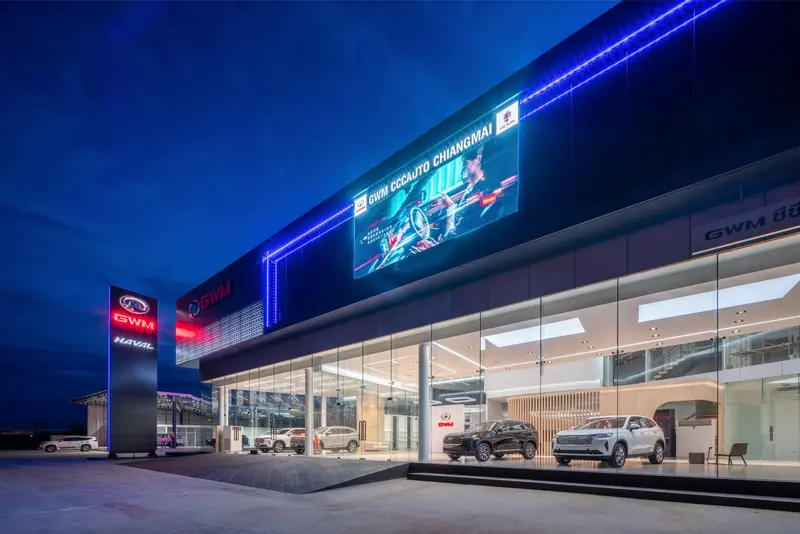งานรับเหมาตกแต่งภายใน โชว์รูมรถยนต์ GWM  Great Wall Motor บนถนนซุปเปอร์ไฮเวย์ จังหวัดเชียงใหม่