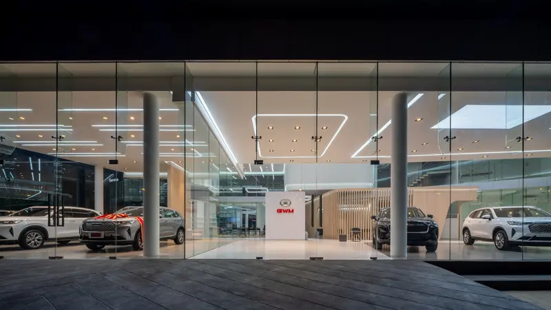 งานรับเหมาตกแต่งภายใน โชว์รูมรถยนต์ GWM  Great Wall Motor บนถนนซุปเปอร์ไฮเวย์ จังหวัดเชียงใหม่