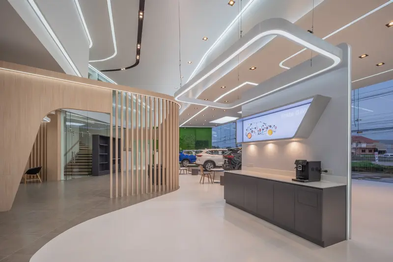 งานรับเหมาตกแต่งภายใน โชว์รูมรถยนต์ GWM  Great Wall Motor บนถนนซุปเปอร์ไฮเวย์ จังหวัดเชียงใหม่