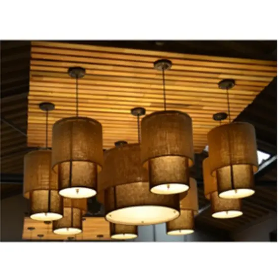 Hanging Brown Linen Lamps - โคมไฟแขวนเพดาน