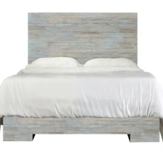 Soft Grey Bed W old Wood Bed