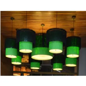 Hanging Green Linen Lamps - โคมไฟแขวนเพดาน
