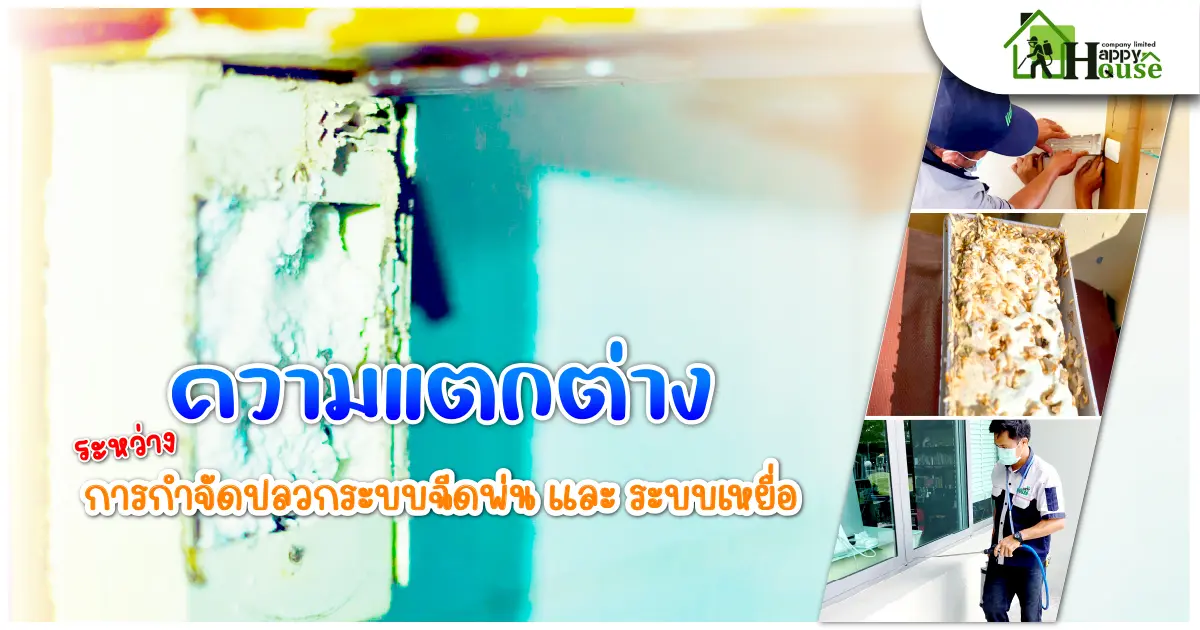 ความเเตกต่างระหว่างการกำจัดปลวกระบบฉีดพ่นเเละระบบเหยื่อ