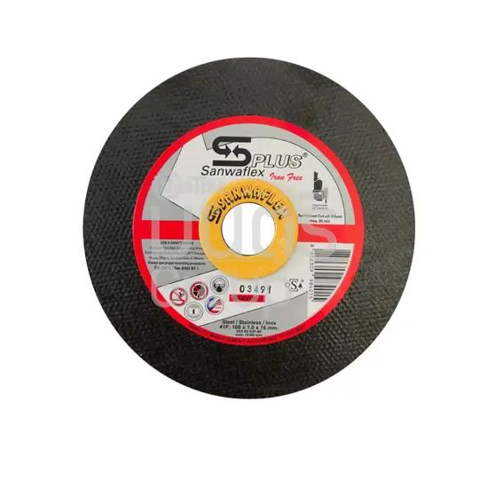 แผ่นตัดเรียบ 4" SANWAFLEX บาง 2 มิล A36 สีดำ