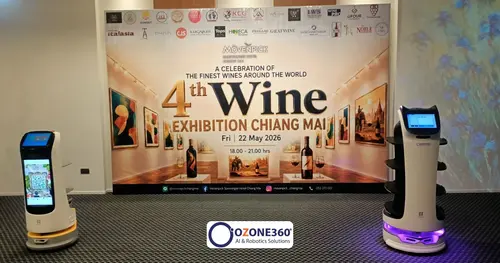 หุ่นยนต์เสิร์ฟอาหาร KettyBot & BellaBot ร่วมสร้างสีสันในงาน Wine Exhibition 2026