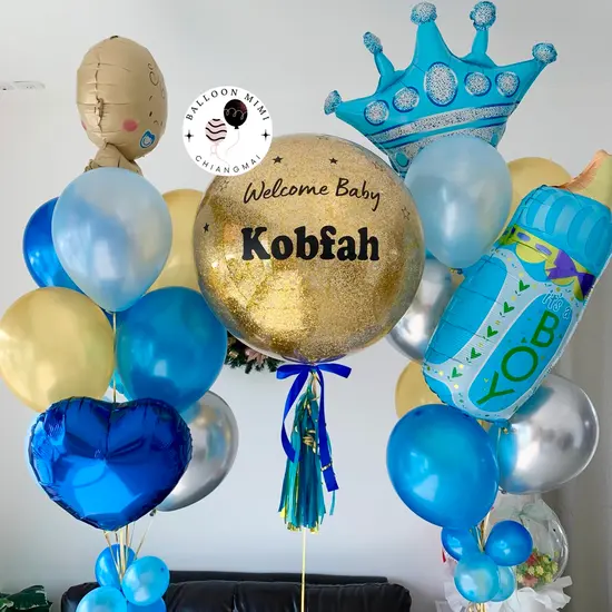 ชุดลูกโป่ง Welcome Baby ลูกโป่งต้อนรับลูกน้อยแบบสดใส ใช้มอบให้คุณแม่และลูกน้อยหลังคลอด