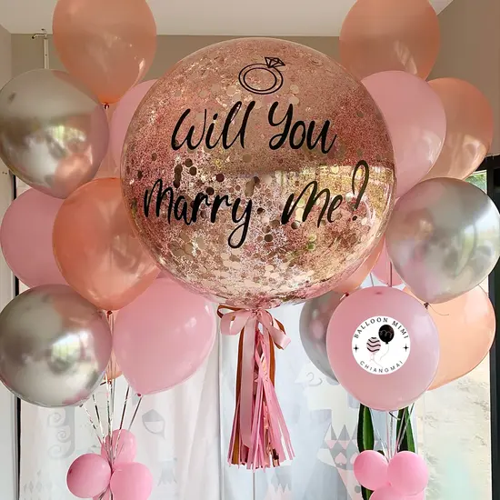 ชุดลูกโป่งขอแต่งงาน Will you marry me? กับโทนสีโรสโกลสุดโรแมนติก