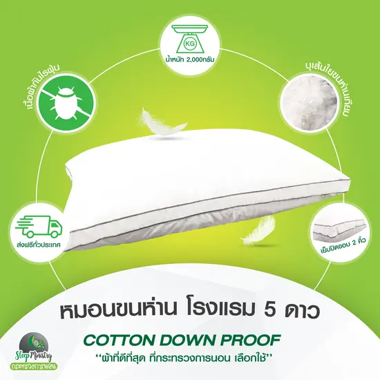 หมอนขนห่านเทียม 2,000 กรัม [หมอนระดับเดียวกับโรงแรม 5 ดาว] 