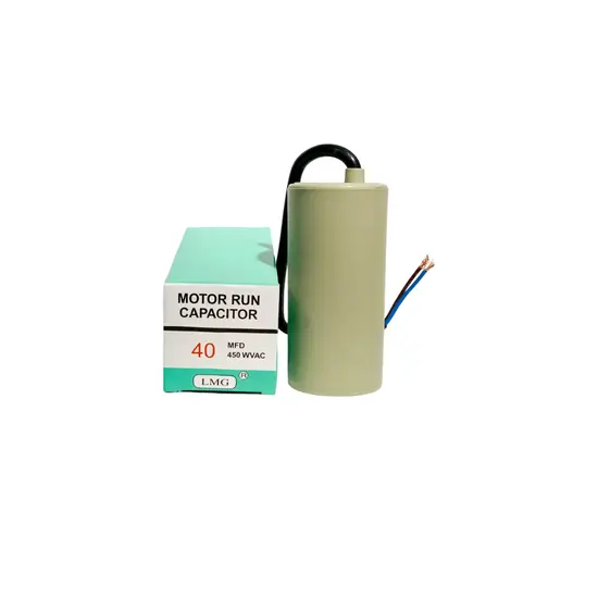 คาปาซิเตอร์  รัน  40  UF 450 V  ยี่ห้อ LMG  แบบสาย