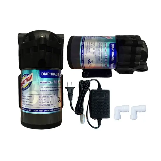 ปั๊มเคมี 24VDC 1.0A TREATTON Diaphragm รุ่น 50 GPD (อแดปเตอร์+ข้อต่อกับสายน้ำ2หุน) ปั๊มเคมี 24VDC 1.0A TREATTON Diaphragm รุ่น 50 GPD (อแดปเตอร์+ข้อต่อกับสายน้ำ2หุน)