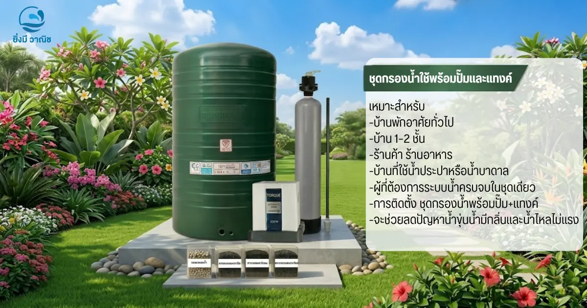 ชุดกรองน้ำพร้อมปั๊ม+แทงค์ 